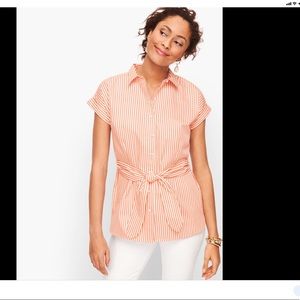Talbots orange and white stripe shirt